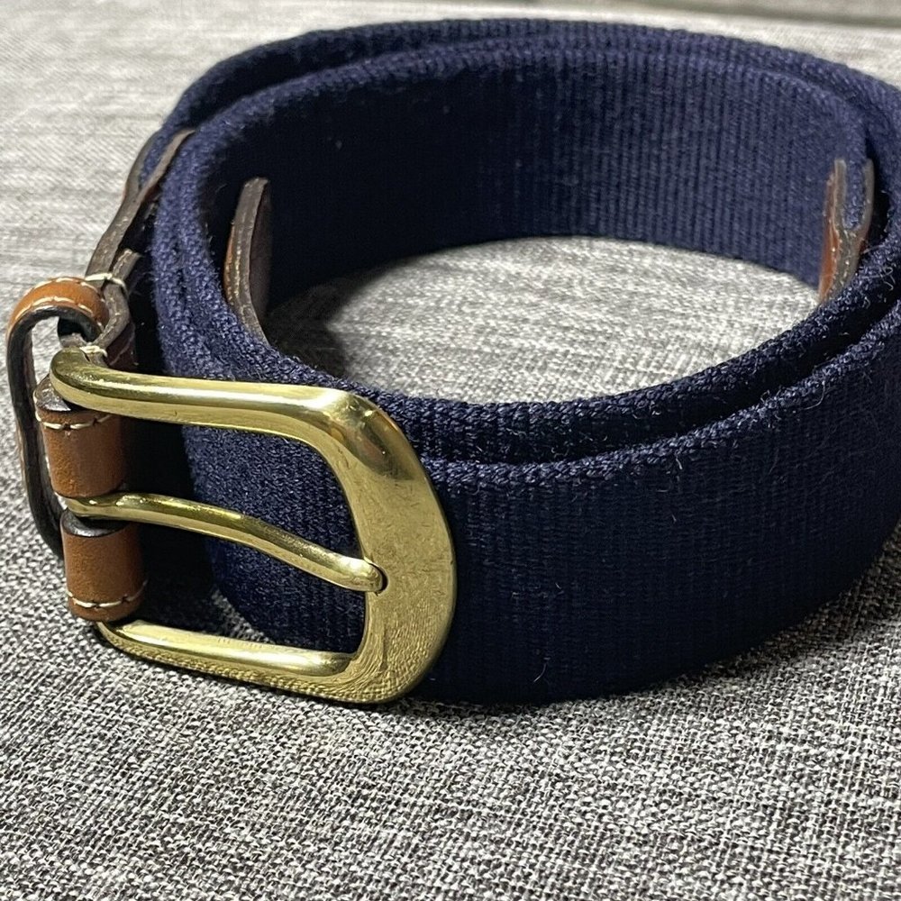 Torino Navy Blue Wool Surcingle Belt w/Dark Brown Leather Ends USA Made Size 42